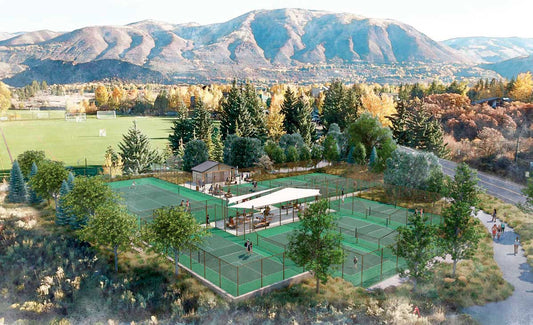 photo of the city of Aspen, Colorado's tennis courts at Iselin Park where they plan to remodel for pickleball courts in 2024