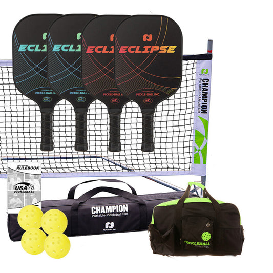 Champion Eclipse Graphite Set-4 Paddles/Balls/Net/Duffel