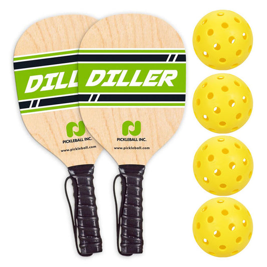 Diller Wood Paddle Two Pack With Four Balls